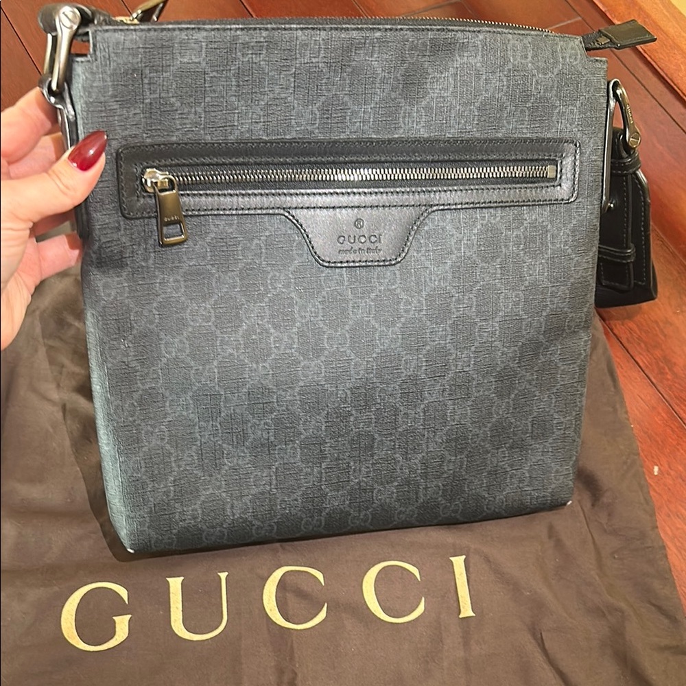 Gucci Monogram Crossbody Bag - Gray